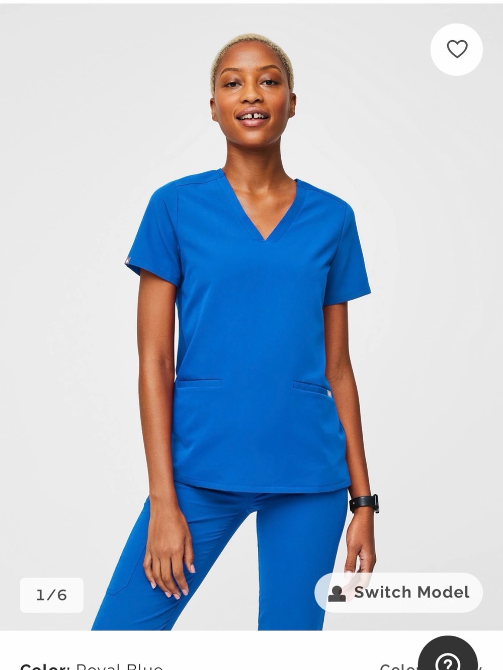 Figs Casma Scrub Top in Royal Blue
